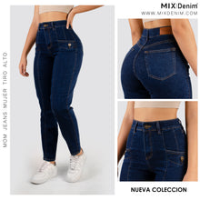 Cargar imagen en el visor de la galería, JEANS MUJER MOM  FIT  TIRO ALTO   2034 OSCURO
